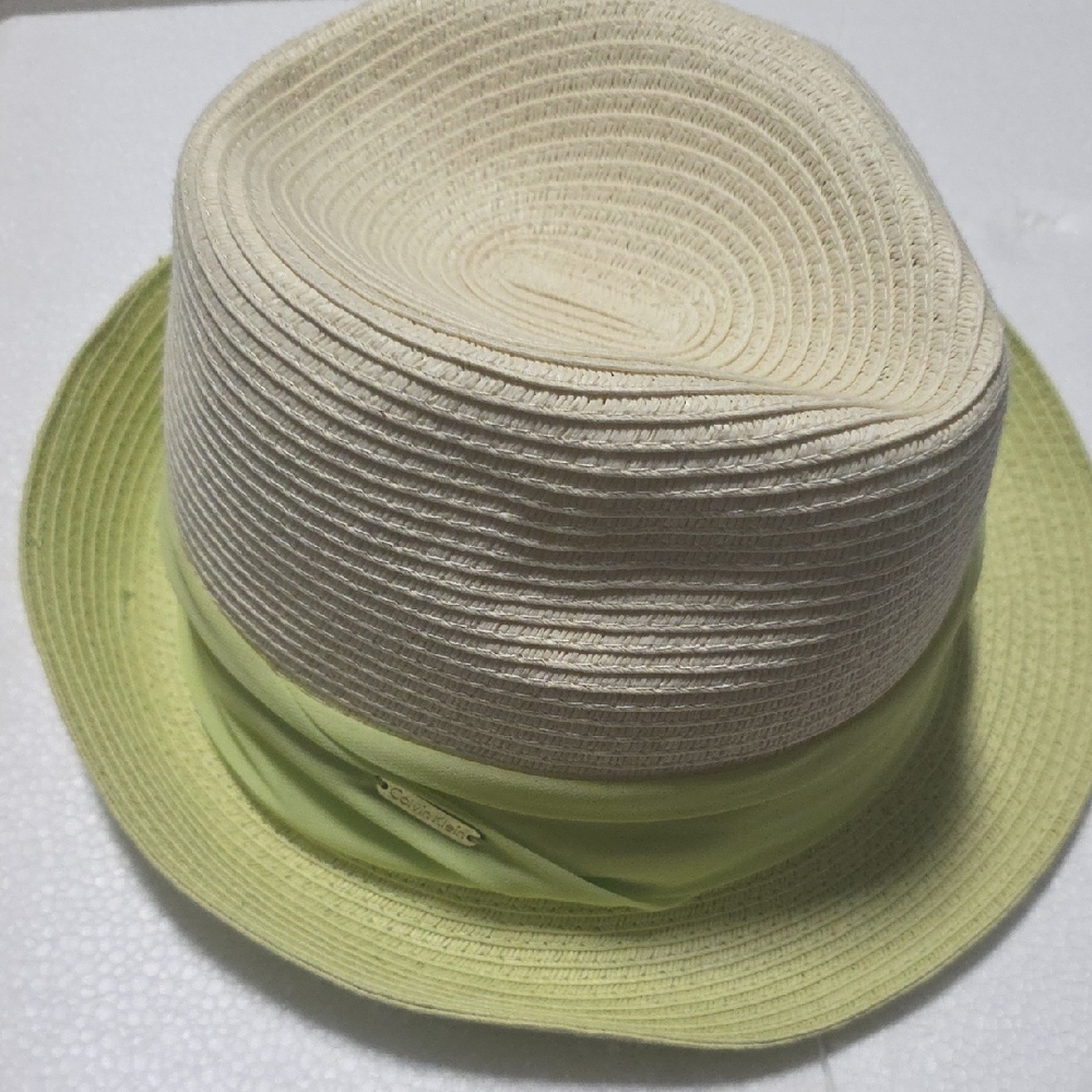 Calvin Klein Cream and Green Fedora Hat